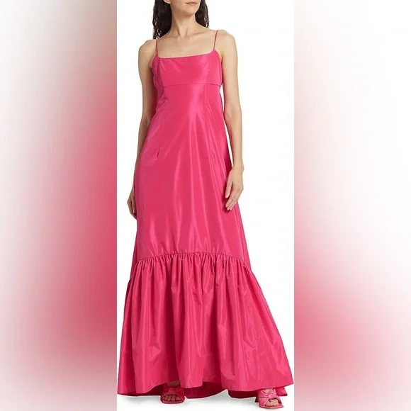 STAUD NWT $495 Florence A-Line Sleeveless Open-Back Pink Gown Size Large - Picture 4 of 12